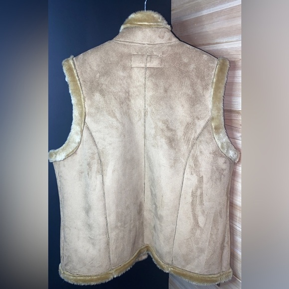 Faux Fur Vest Jaclyn Smith Plus Size XL Quilted Vest Zipped Brown Plush - Picture 6 of 9